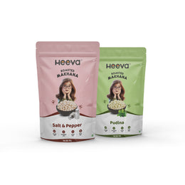 Heeva Roasted Makhana Salt & Pepper (50) & Pudina Flavour Combo (50g) Combo
