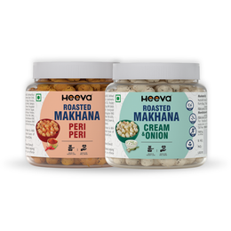 Heeva Roasted Makhana Peri Peri Makhana (100g) & Cream & Onion Flavour (100g) Combo