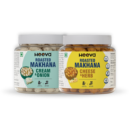 Heeva Roasted Makhana Cream & Onion (100g) & Cheese & Herb Flavour (100g) Combo