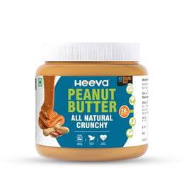Heeva All Natural Crunchy Peanut Butter 1kg | 28g Protein | Unsweetened Heeva.India