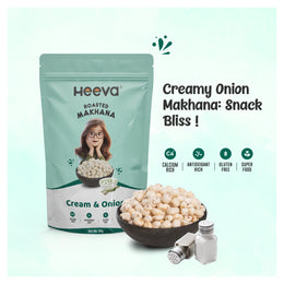 Heeva Roasted Makhana  Cream & Onion Flavour 50g (Pack of 2)