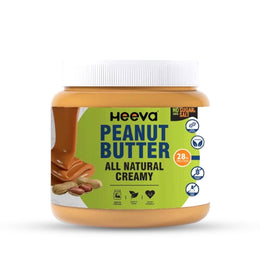 Heeva All Natural Creamy Peanut Butter 1kg | 28g Protein | Unsweetened | Healthy Vegan Spread Heeva.India